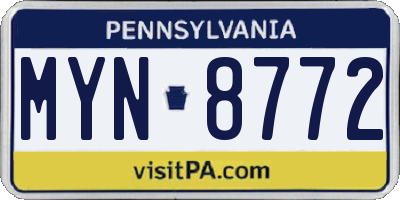 PA license plate MYN8772
