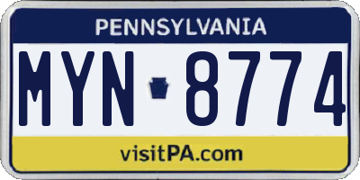 PA license plate MYN8774