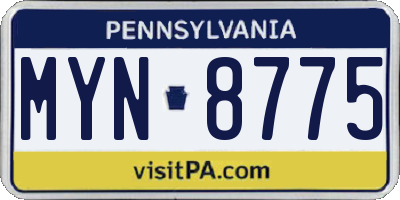 PA license plate MYN8775