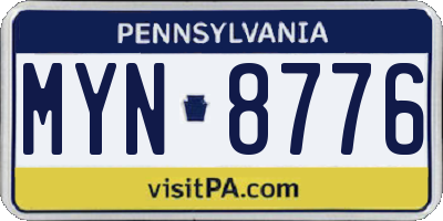 PA license plate MYN8776