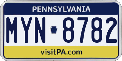 PA license plate MYN8782