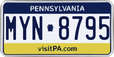 PA license plate MYN8795