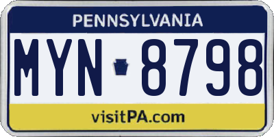 PA license plate MYN8798