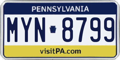 PA license plate MYN8799