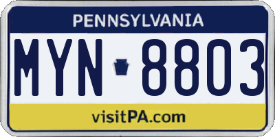 PA license plate MYN8803