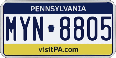 PA license plate MYN8805