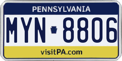 PA license plate MYN8806