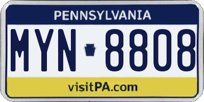 PA license plate MYN8808