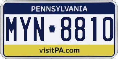 PA license plate MYN8810
