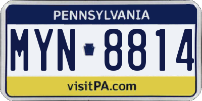 PA license plate MYN8814