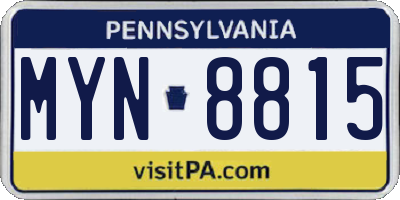 PA license plate MYN8815