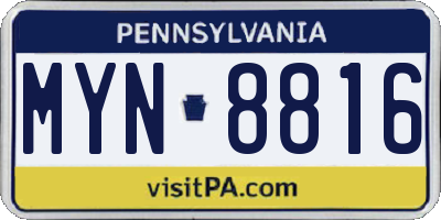 PA license plate MYN8816