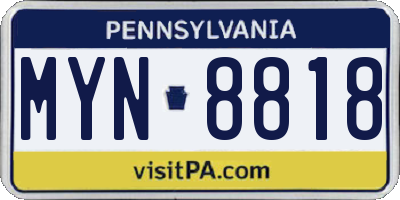 PA license plate MYN8818