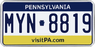 PA license plate MYN8819