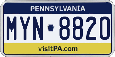 PA license plate MYN8820