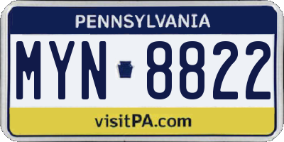 PA license plate MYN8822