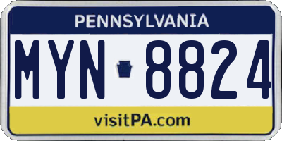 PA license plate MYN8824