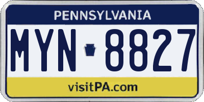 PA license plate MYN8827