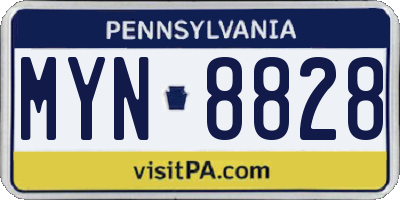 PA license plate MYN8828