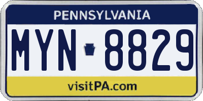 PA license plate MYN8829