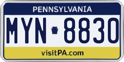PA license plate MYN8830