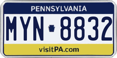 PA license plate MYN8832
