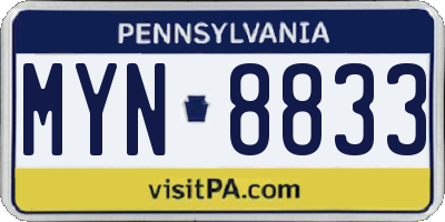 PA license plate MYN8833