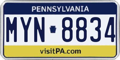 PA license plate MYN8834