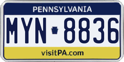 PA license plate MYN8836