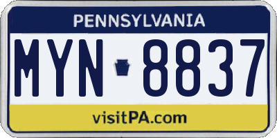 PA license plate MYN8837