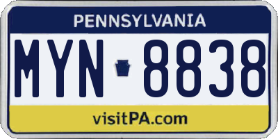 PA license plate MYN8838