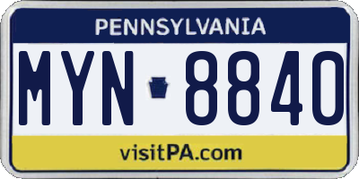 PA license plate MYN8840