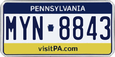 PA license plate MYN8843