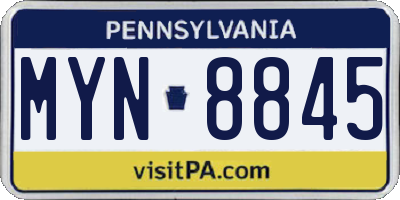 PA license plate MYN8845