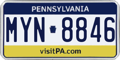 PA license plate MYN8846