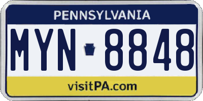 PA license plate MYN8848