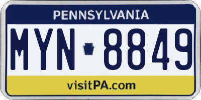 PA license plate MYN8849