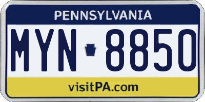 PA license plate MYN8850
