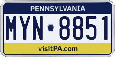 PA license plate MYN8851