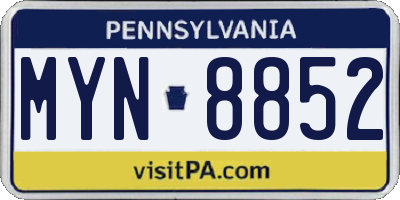 PA license plate MYN8852