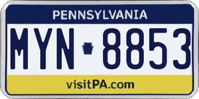 PA license plate MYN8853
