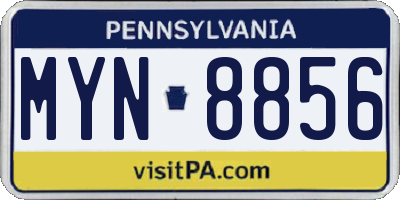 PA license plate MYN8856