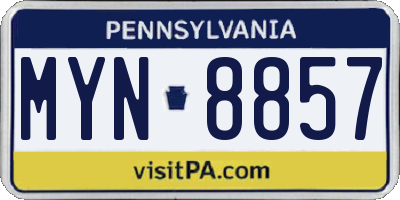 PA license plate MYN8857