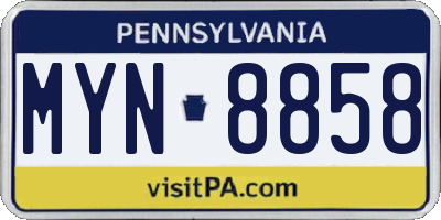 PA license plate MYN8858
