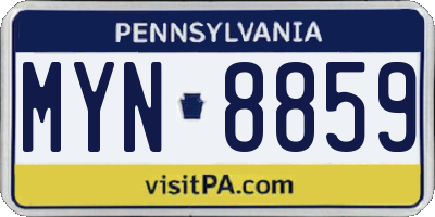 PA license plate MYN8859