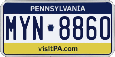 PA license plate MYN8860