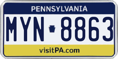 PA license plate MYN8863