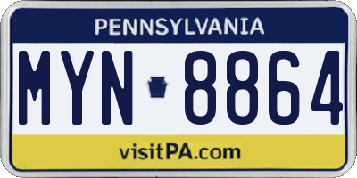 PA license plate MYN8864