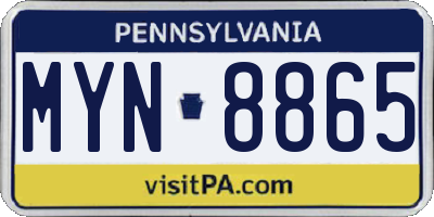 PA license plate MYN8865