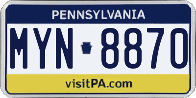 PA license plate MYN8870